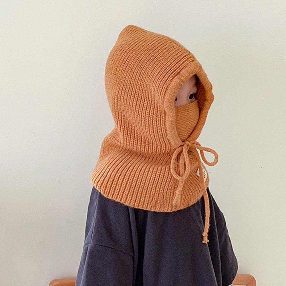 Ears Neck Baby Balaclava Hat One-piece Knitted Cap Durable Scarf Mask Hats  Autumn and Winter