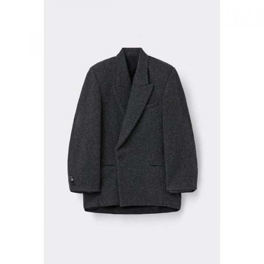 Customellow Gray Loose Fit Wool Falling Back Drape Jacket Cwjaw25991gyx