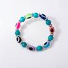 Vintage Handmade Colored Turquoise Beads Devil'S Eye Bracelet Fashion Personality Beaded Eye Elastic Bracelet