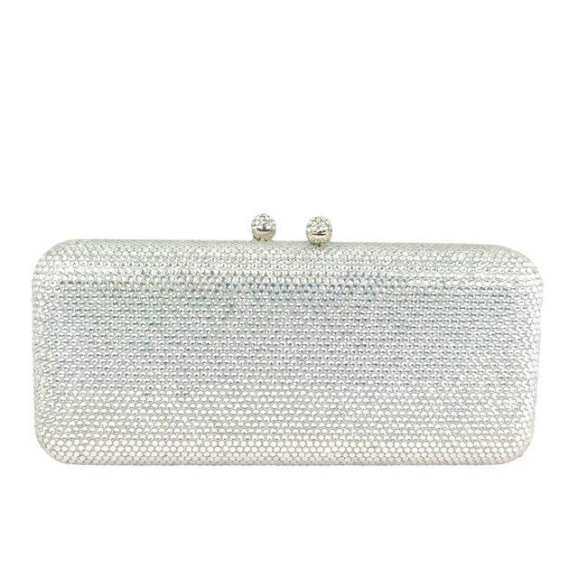 Boutique De FGG Women Brown Crystal Evening Bag Formal Party Dinner Rhinestone Handbags and Purses Bridal Diamond Clutch Purse