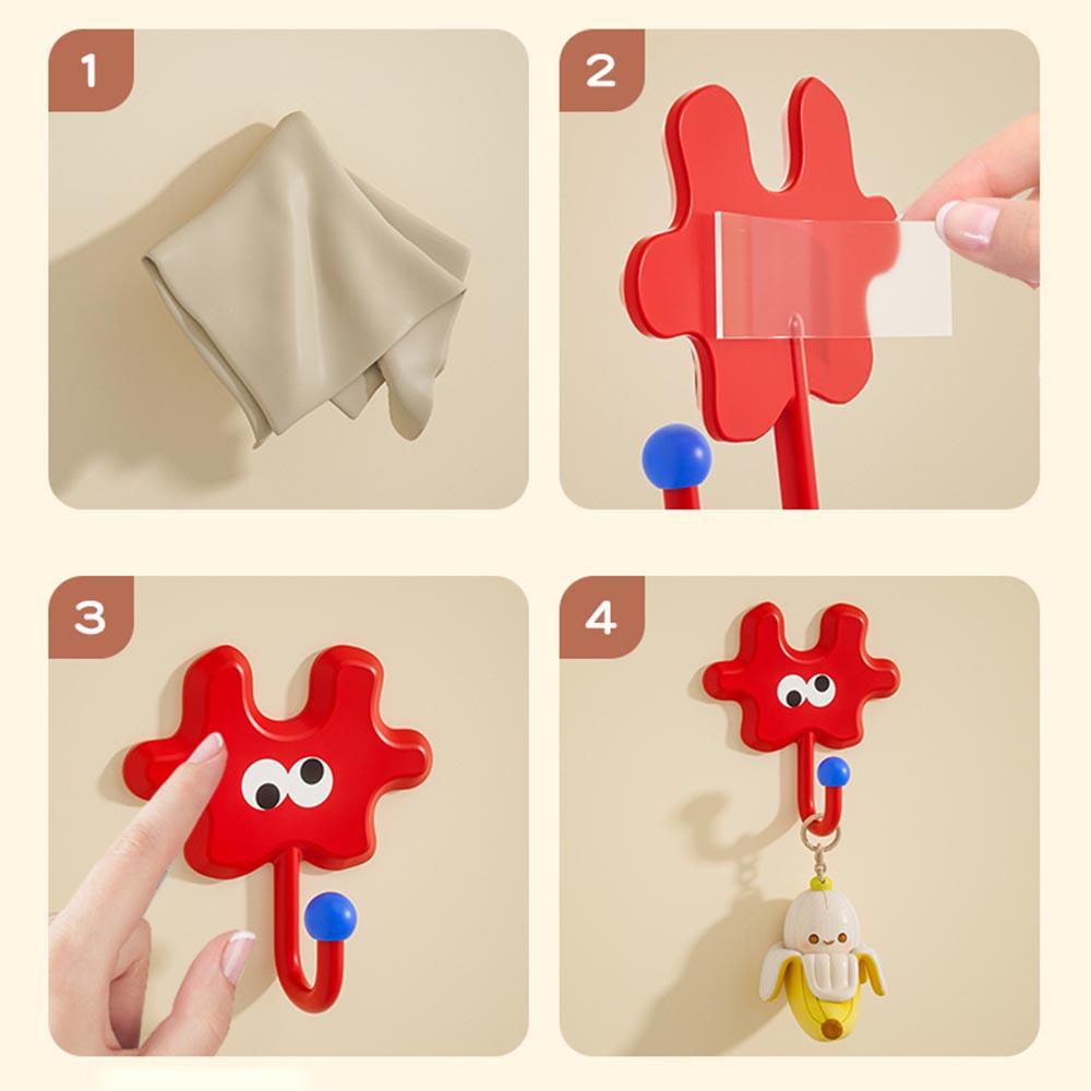 4 Pcs/pack Candy-colored Puzzle Hooks Multi-functional Sticky Hook No Drilling Storage Hook Kitchen Bathroom Key Storage Hooks