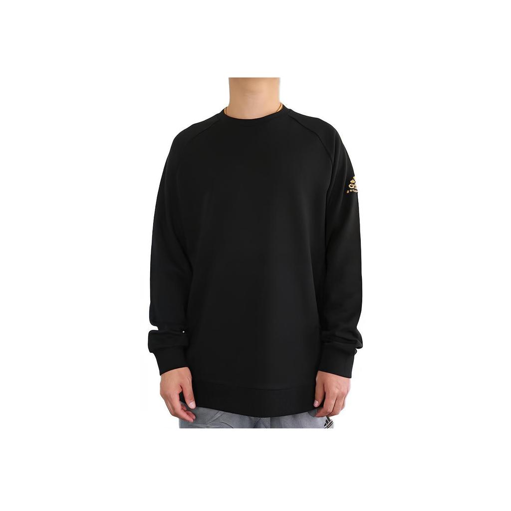 Adidas Sports Casual Crew Neck Pullover Sweatshirt Black Side Gold Logo Unisex Sweatshirt ADICSTL05-BG