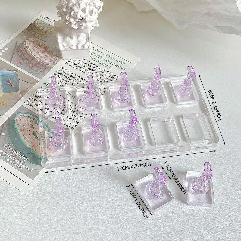 1/5/10Grid Non-Magnetic Nail Display Stand Clear Acrylic Nail Practice Holder Nail Fingernail DIY Manicure Stand Tools