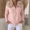 Cardigan lavorato a maglia da donna con zip e colletto per Autunno Inverno