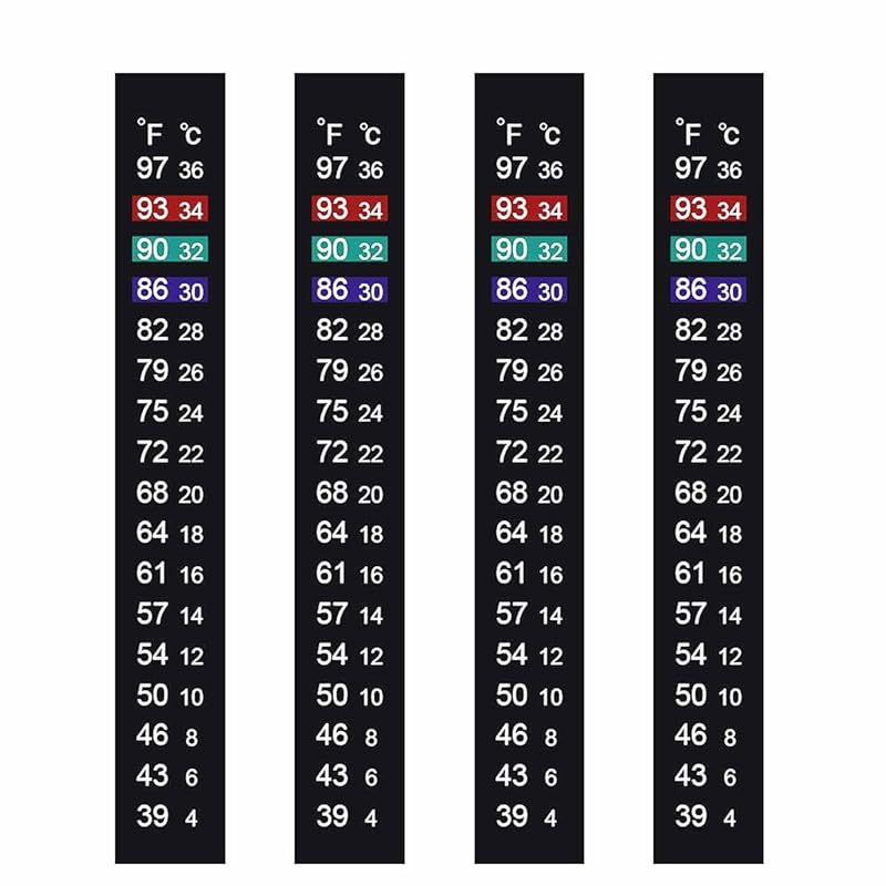 Aquarium Thermometer Strips, Fish Tank Thermometer Sticker Temperature Strips, Adhesive Strip Thermometer for Fish Tank/Kombucha/Fermentation (39℉ 4 Count (Pack of 1)