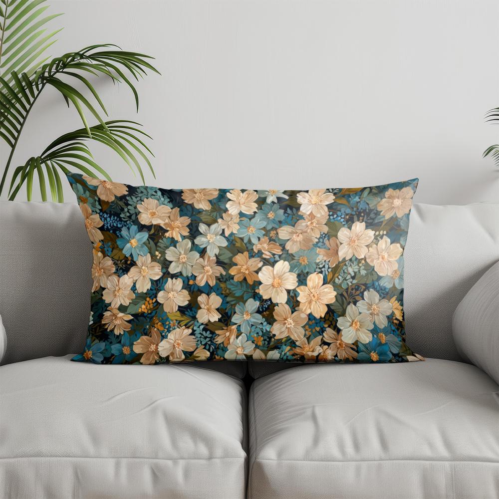 Home Decor Floral Leaves Pattern Throw Pillow Suitable For Sofa Bedroom Car Pillow Cover Cushion Rectangular Back Cushion