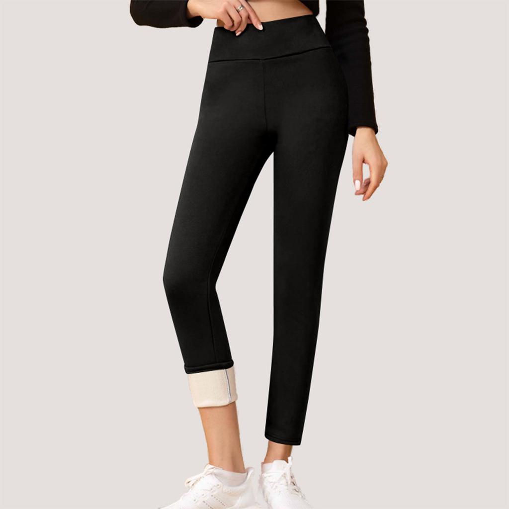 Ladies' Lamb Wool Thickened High Waisted Slimming Pencil Pants With Bottom And Warm Pants