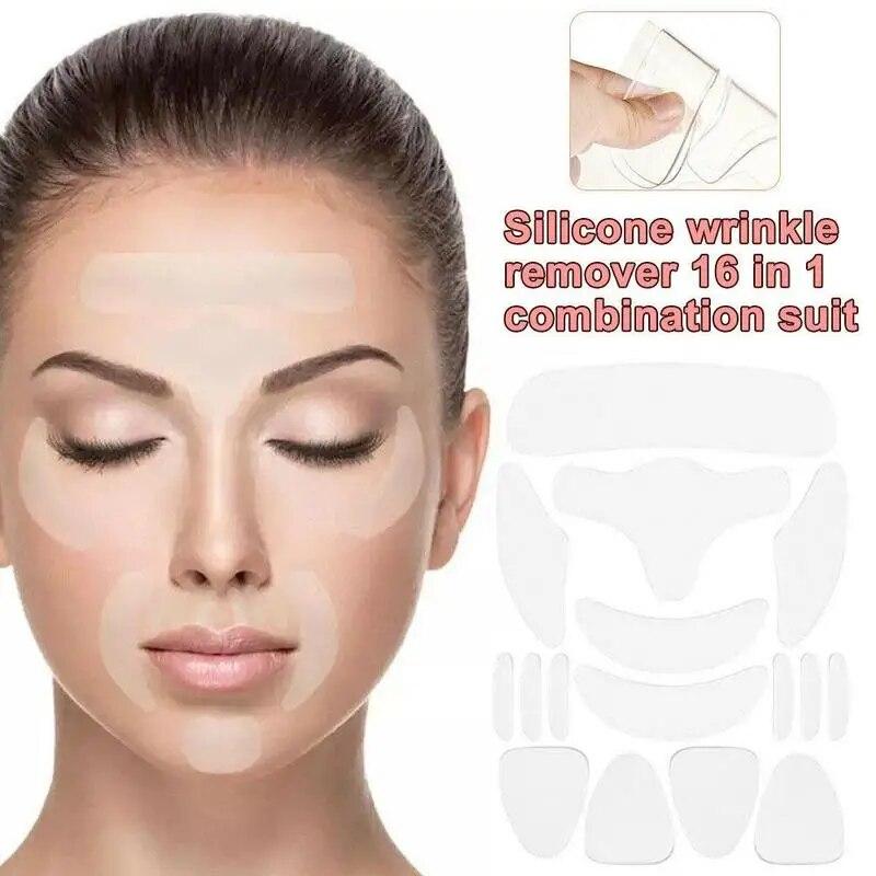 16Pcs Face Eye Patches Wrinkle Removal Face Lifting Beauty Tools Reusable Silicone Anti-wrinkle Face Forehead Cheek Chin Sticker