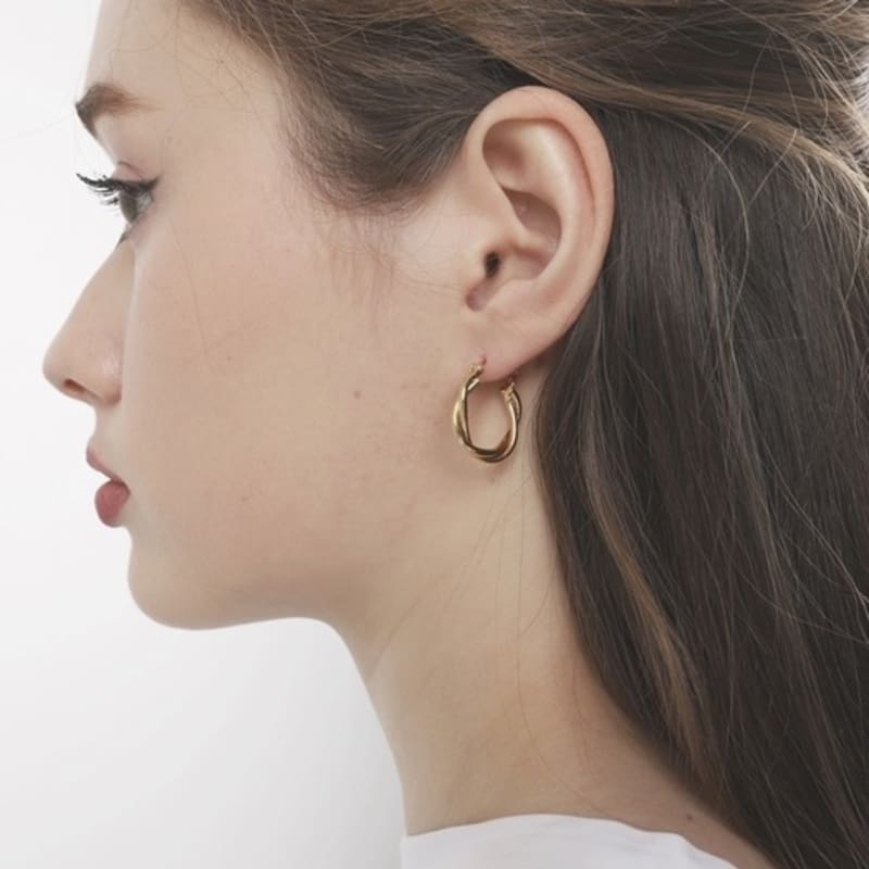 ozel Silver925 Twisted Line Hoop Earrings ES054E