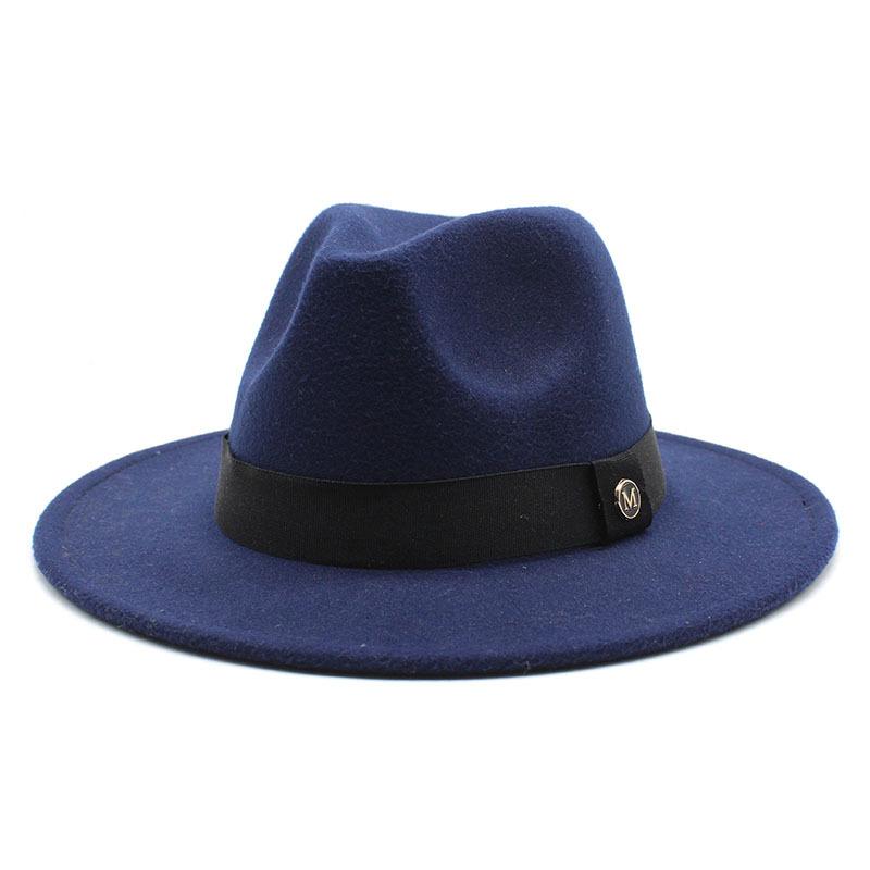Nouveau Chapeau Fedora en Laine Pour Femmes Hommes Hiver Automne Mode Chapeaux d'Église Jazz Viking Chapeau Feutre à Bord Plat Extérieur Décontracté Fedoras black