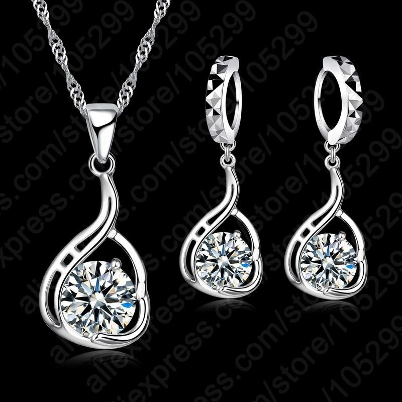 New Arrival Women Girls Wedding Birthday Gift Genuine 925 Sterling Silver Jewelry Sets For Women With Cubic Zirconia