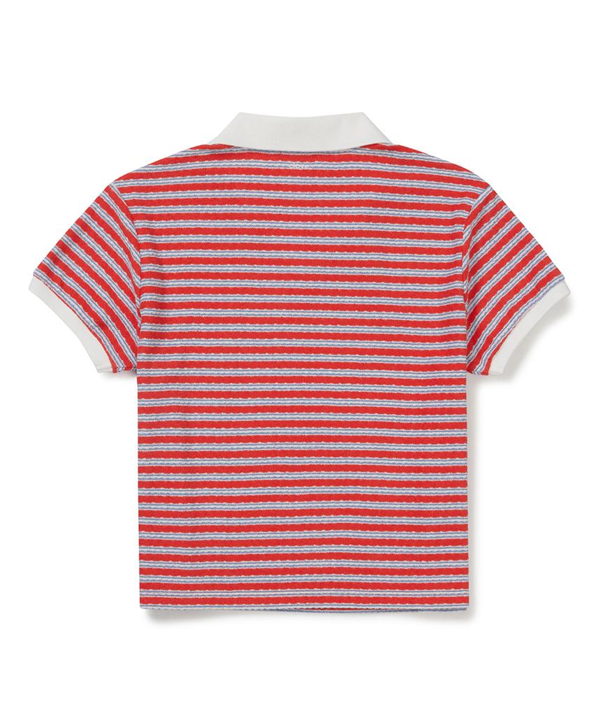 CLOVE [26Sm Clove] Multi Stripe Terry Polo Shirt (Red)