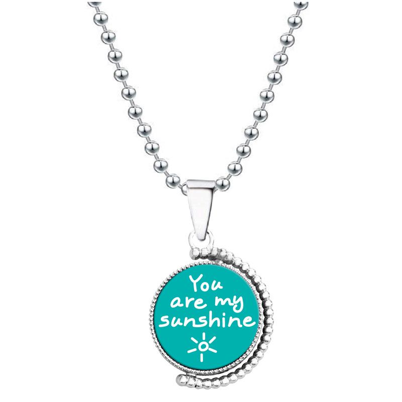 European & American Moon Pendant Necklace - Rotatable Engraving, Creative Christmas Gift, Titanium Steel.