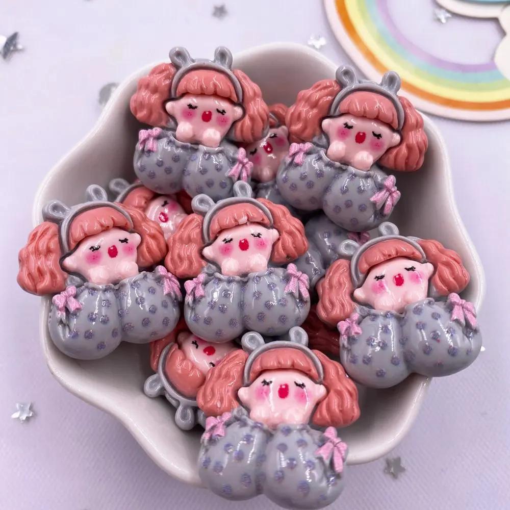 10 STÜCKE Kawaii Harz Bunt 3D Cartoon Blume Schleife Mädchen Flache Rückseite Stein Figuren Scrapbook DIY Schlüsselanhänger Dekor Zubehör