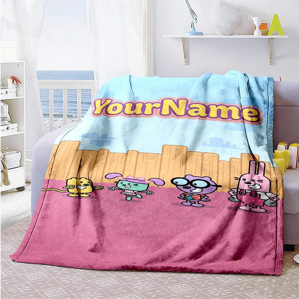 Wow! Wow! Wubbzy Personalized Name Blanket Throw Customizable Blanket Soft Warm Cozy Throw For Seaside Nap Livingroom Picnics Ideal for All Seasons
