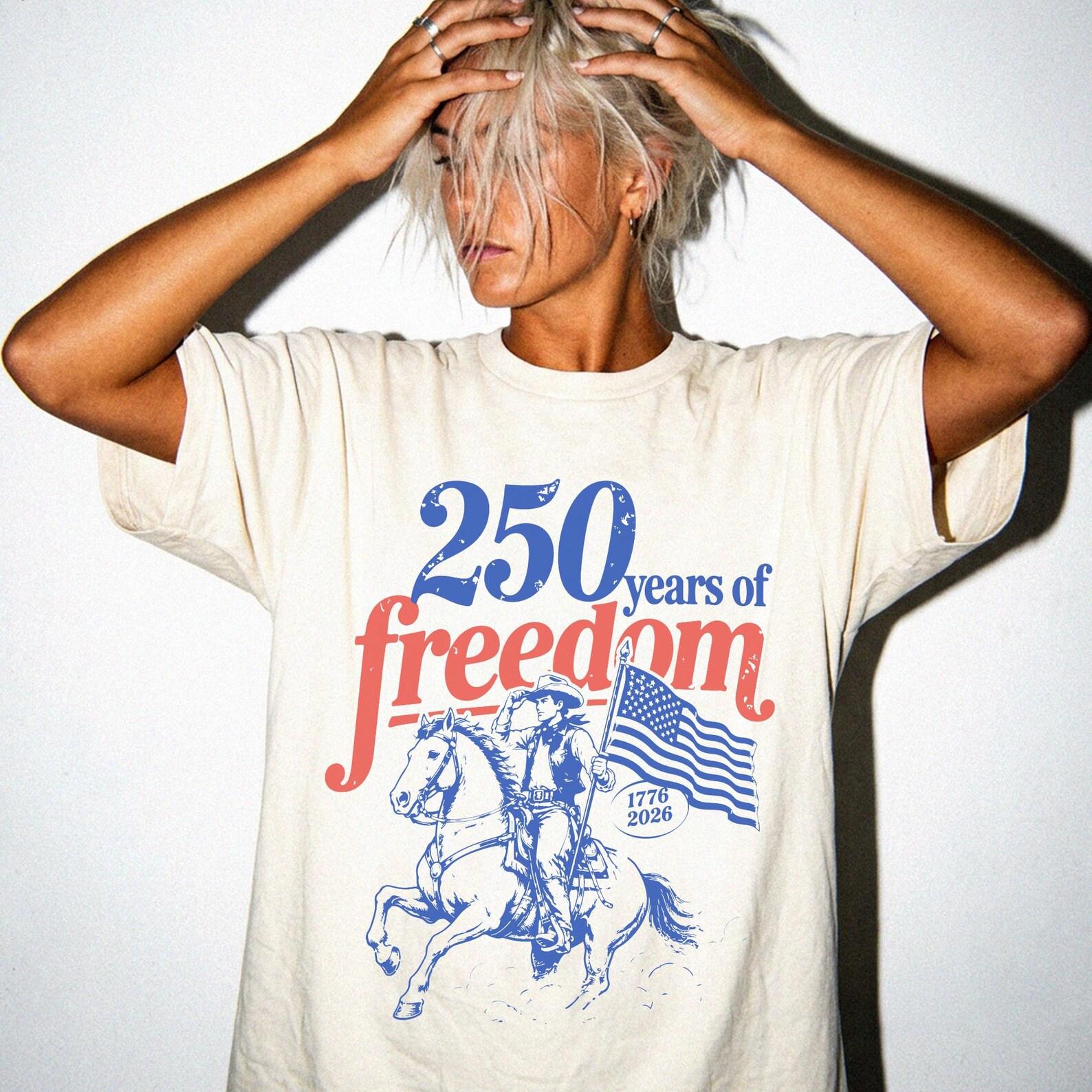 Vintage Cowboy 4th of July tshirt, Fourth of July 250th Anniversary America Shirt, Cowboy America 250 Shirt, Retro USA Cowboy Shirt, 2XL