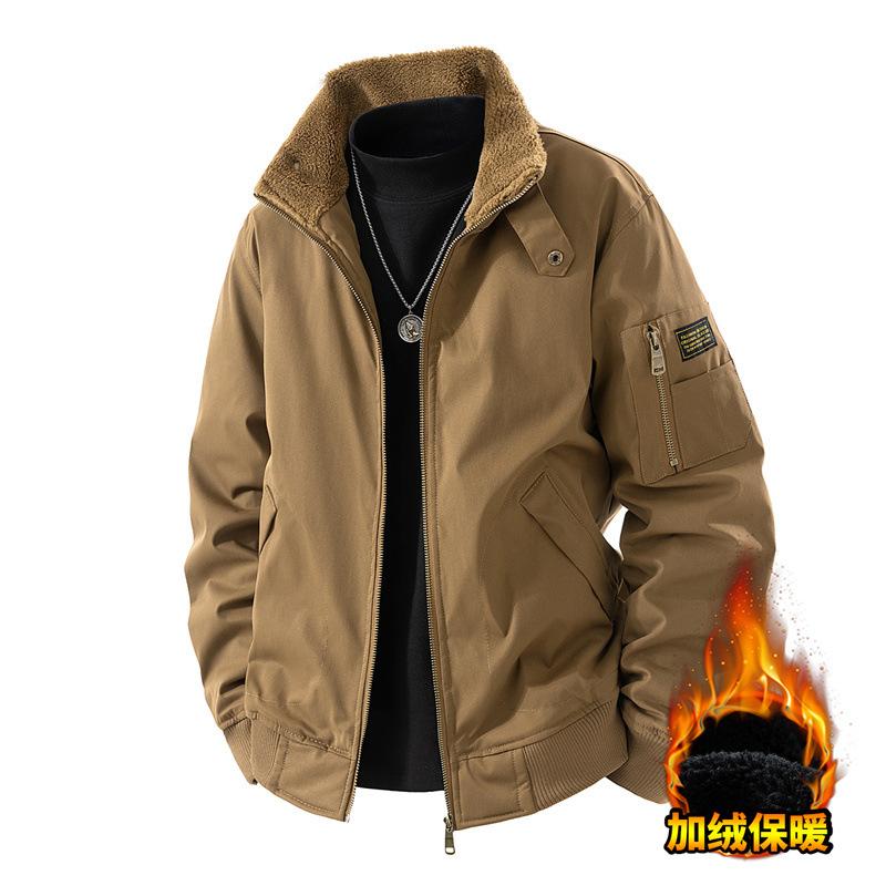 

Men s velvet jacket tooling large size cold-proof cotton-padded jacket men s warm jacket washable and wear-resistant autumn and winter new models 5XL верблюд