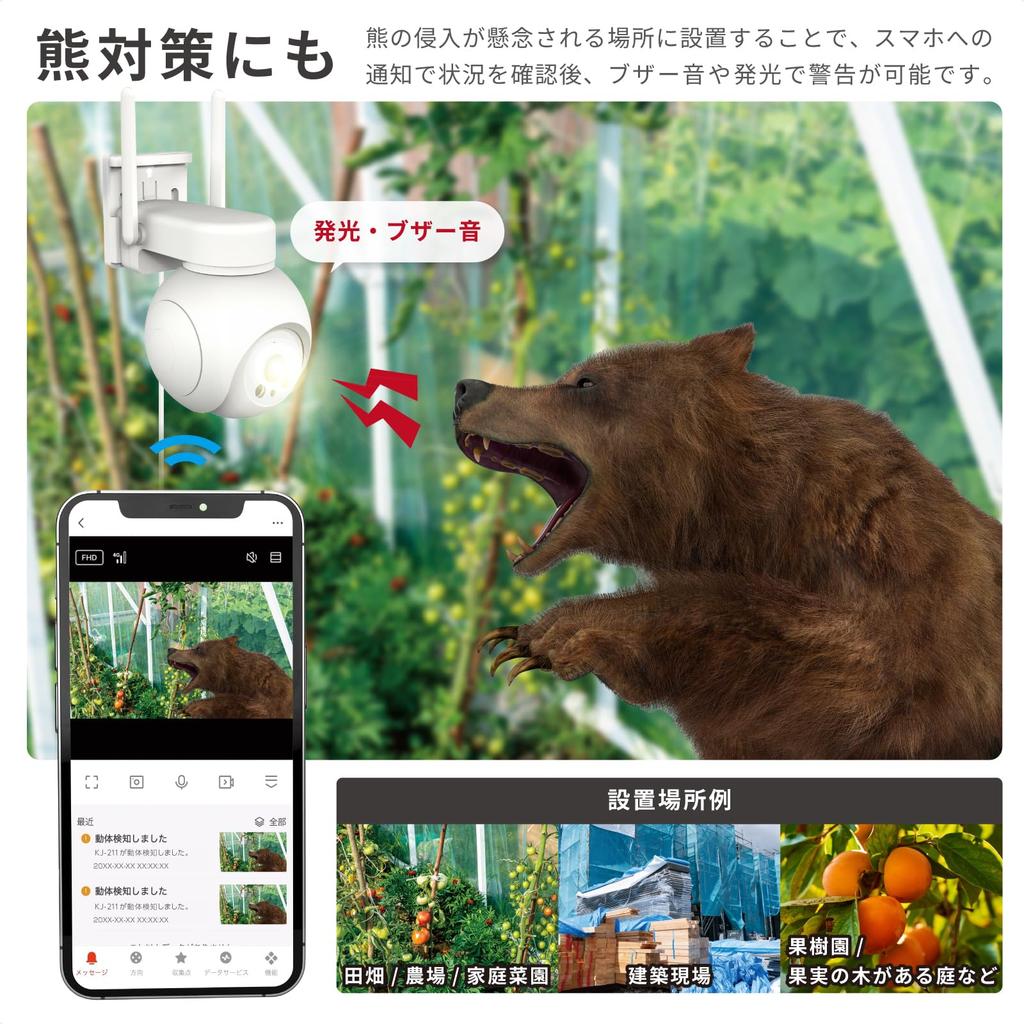 Kashimura Smart Camera with Pan/Tilt, 4G/AC Power/Waterproof, No Wi-Fi Required, Built-in eSIM, High-Brightness LED/Night Vision LED, App Control, Com