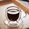 Double-layer High Borosilicate Coffee with Handle with Saucer Cup Glass Water Cup Office Cup 80ml Set