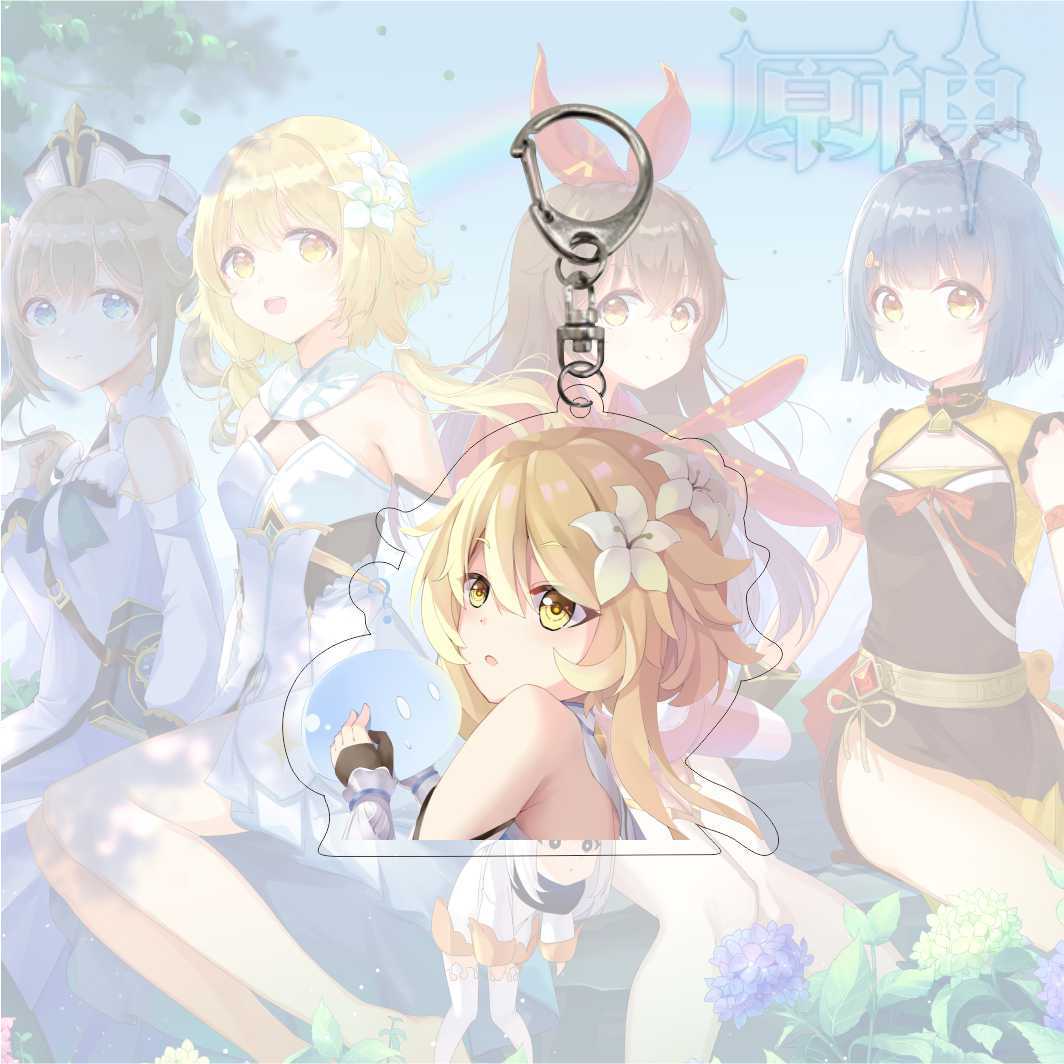 

Брелок для ключей с рисунком аниме Genshin Impact, акриловый двухсторонний прозрачный брелок для ключей, аксессуары, ювелирные изделия для фанатов, подарки 6CM