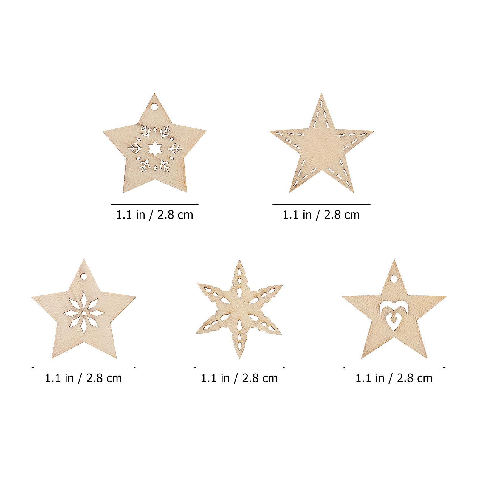 

50Pcs Smooth Wooden Star Pendant for Christmas Tree Decorations Holiday Home Room Decoration Wood Craft Ornaments бежевий