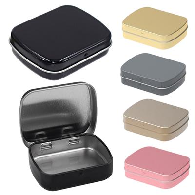 Caja de dulces de menta, contenedor de lata para cuidado de la salud, sobriedad, medicina, caja pequeña de lata, cajas con tapa abatible pequeña