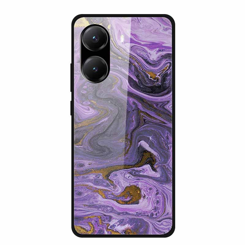 Tempered Glass Case For Poco X7 Pro Back Cover PC Hard Shockproof Cases for Xiaomi PocoX7 Pro Funda Marble Texture Fashion Coque