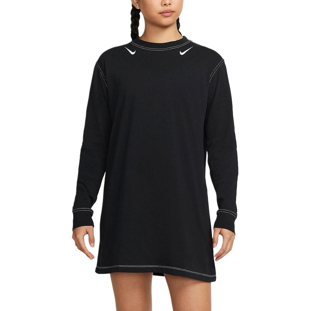 Nike As W Nsw Swsh Gx Ls Dress Logo Women Dress Black DD5623-010
