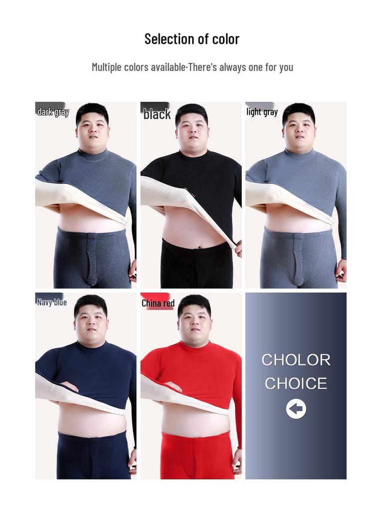 Men's Thermal Fleece-Lined Mid-Neck Underwear Set for Cold Weather