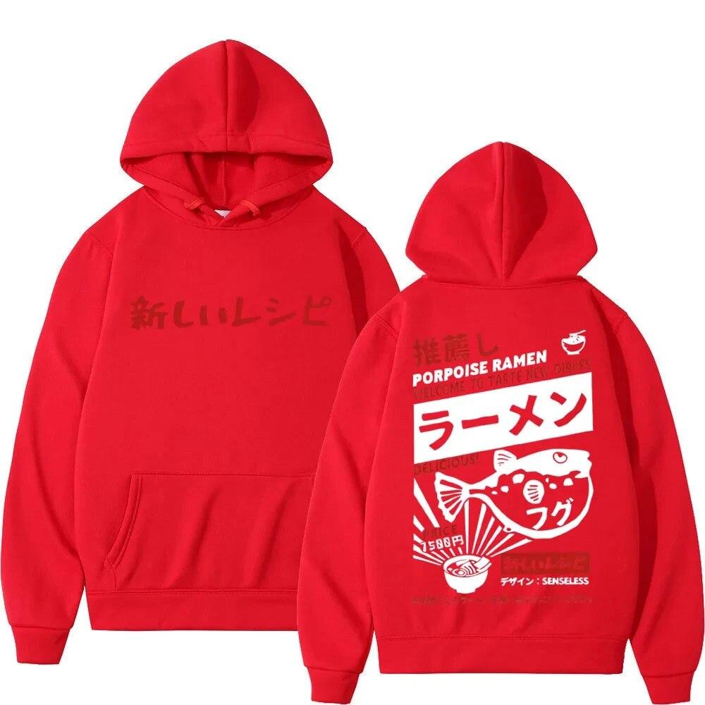 Mikiny Unisex Dámské Harajuku Móda Oversized Pulovry Vintage Trend Mikiny s kapucí Streetwear Funny Japanese Ramen Potištěné Unisex