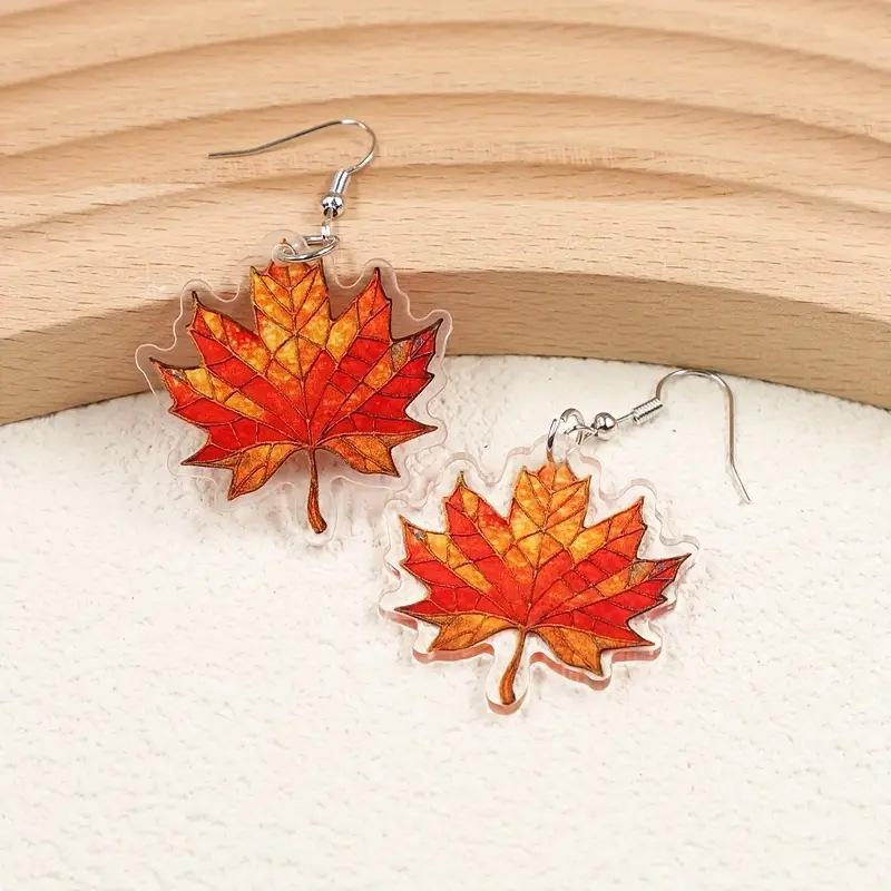 Cross-border New Autumn Maple Leaf Earrings, Flat Acrylic, Thanksgiving Atmosphere In Europe and America, Leaf Earrings Jewelry