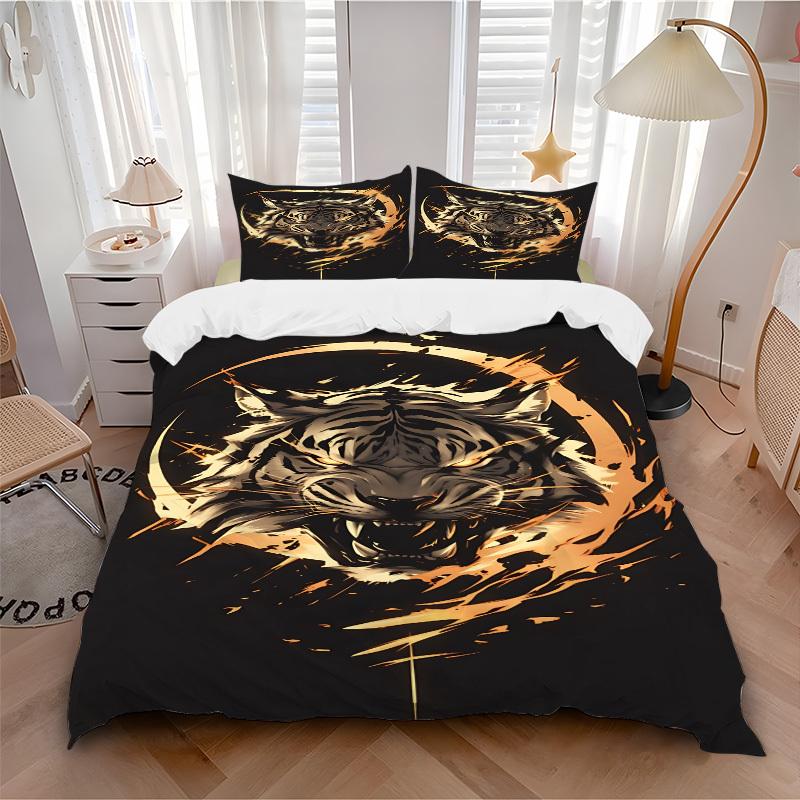 3pcs Tiger Head Bedding Set. Soft and Comfortable with No Core Included (1x Duvet Cover + 2x Pillow Covers) yy251009143