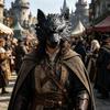Black Silver Finish Party Costume Mask Funny Cosplay Werewolf Mask  Dress Up Prop