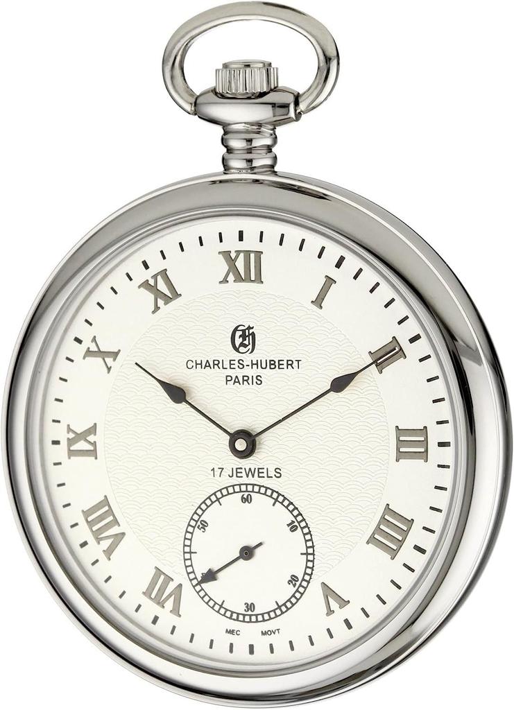 Charles Hubert Men's Pocket Watch, Mechanical Hand-Wound with Small Seconds, 3912-W
