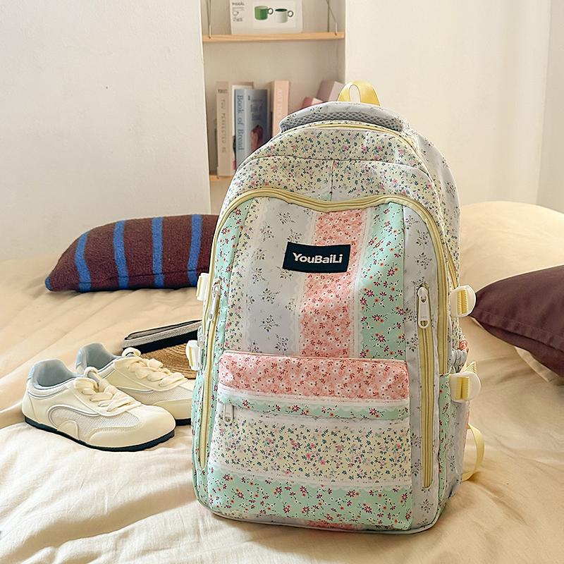 Large Capacity Student Schoolbag Girls Floral Print Backpack