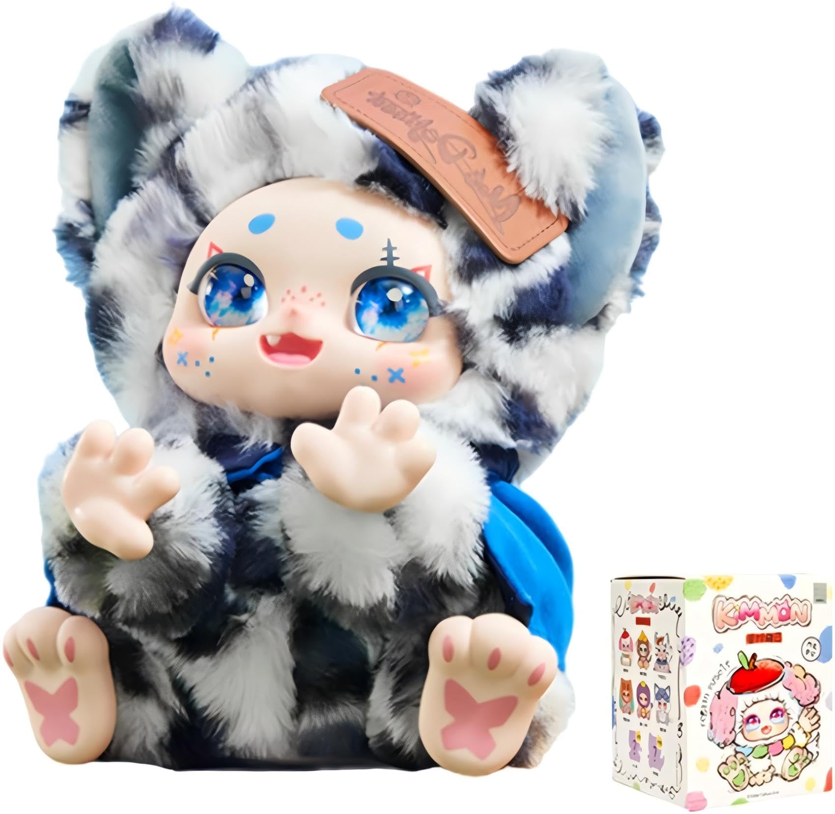 Jujuji Series Plush Keychain  Fluffy Fur and 3D Face Design  8 Types + 2 Secret Types  17cm Sitting Type - 1 Randomly Included in Blind Box