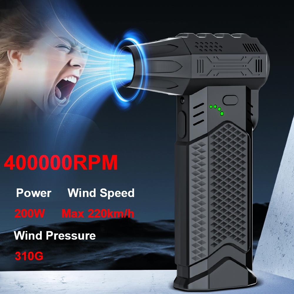 2025 Portable Violent Fan Blowing Snow Type-C Charging Turbo Jet Fan 400000RPM Cleaning Blower Tool Blow and Suction 2 In 1 Electric Air Duster