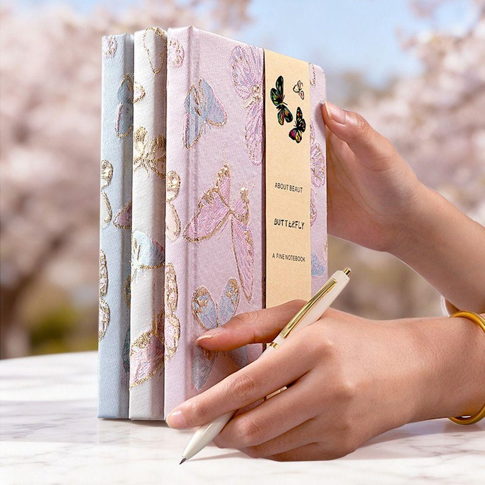 Stickerei Schmetterling Junk Journal 4-in-1 Innenseiten Notizblock Einfacher Planer Büro