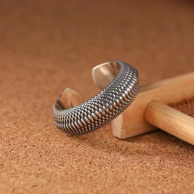 Imitation Dragon Scale Men's Retro Open Index Finger Ring Trendy Personalized Middle Finger Ring Versatile and Simple