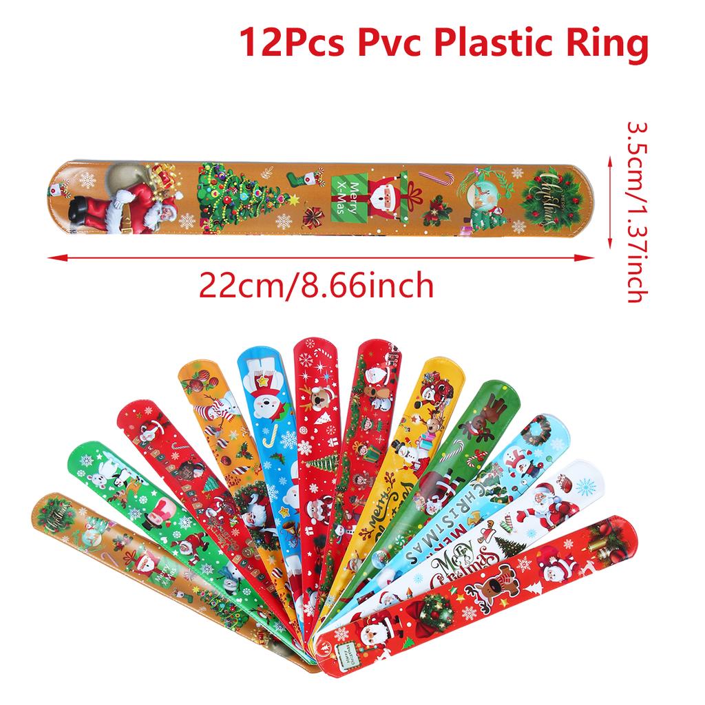 12pcs Christmas Santa Claus Papa Circle Bracelet Christmas Decor for Home 2026 Favor Gift Xmas Ornament Navidad Noel New Year