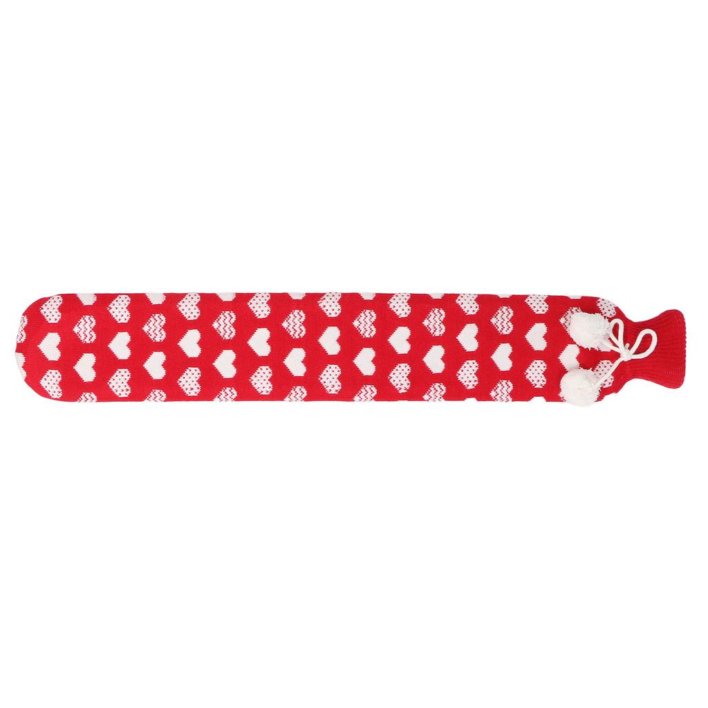 Hot Water Bottle Soft Rubber Knitting Sleeve Hot Water Bag for Warming Shoulders Neck Waist Red 2L