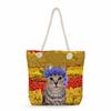 Cat Print Thick Rope Single-shoulder Beach Bag 7266 KTB