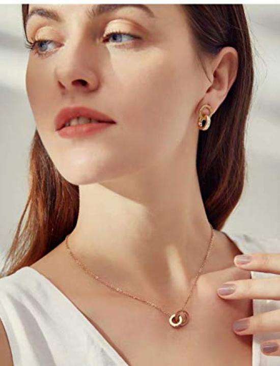 Support Special 18K Gold Gold Ring Pink Matchmaking [Japan Price] Women's Necklace, (14K Coated), Pendant, Gold, Clavicle, Elegant, Simple, Classic,