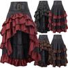Retro Front Short Back Long Irregular Ruffle Edge High Waist Spliced Cake Skirt