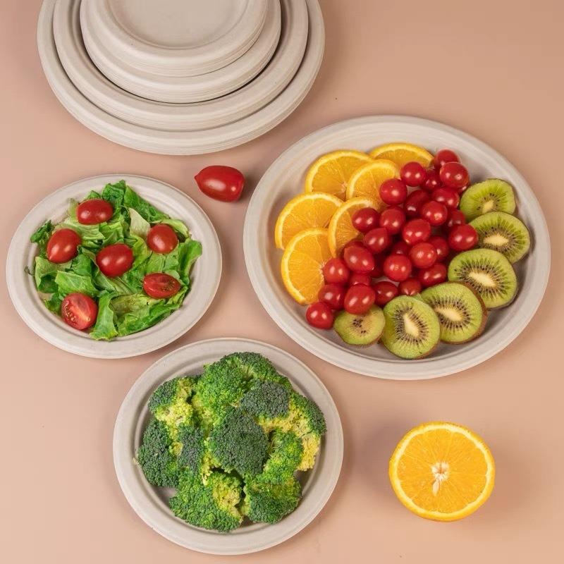 50pcs Disposable Thickened Round Paper Plate Biodegradable Household Dinner Plates Waterproof Oil Proof Eco Friendly Paper Tray