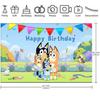 Bluey Happy Birthday Backdrop Bluey Family Birthday Party Banner Photo Background for Kids Boys Girls Birthday Party Decorations