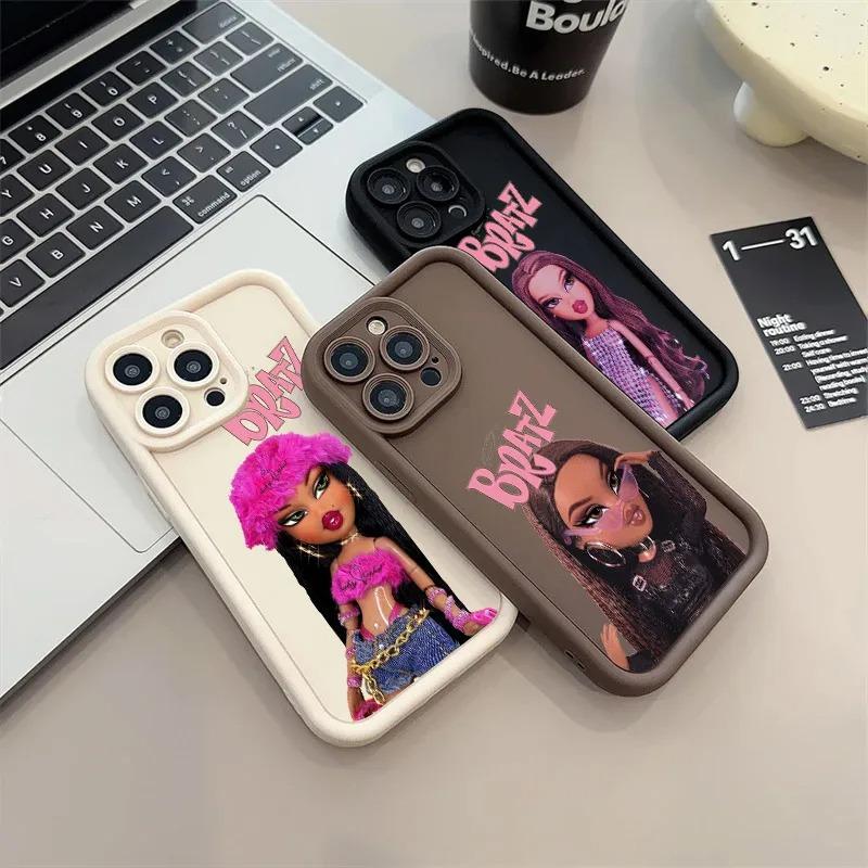 Soft Silicone Case For iPhone 16 Pro 14 15 Plus 11 12 13 Mini 15 Pro Max Coque 16Pro Shockproof Phone Cover Fashion Bratz Cute
