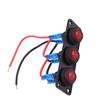 Toggle Switch Panel 20A 3 Gang Water Proof Red Round LED Rocker Switch Panel for Car Boat Truck