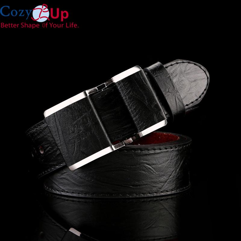 

Уютный повседневный ремень с храповым механизмом для мужчин, кожаный ремень высокого качества из серого сплава с автоматической пряжкой, поясной ремень, мужские ремни из воловьей кожи 110 см 95-115CM чёрный