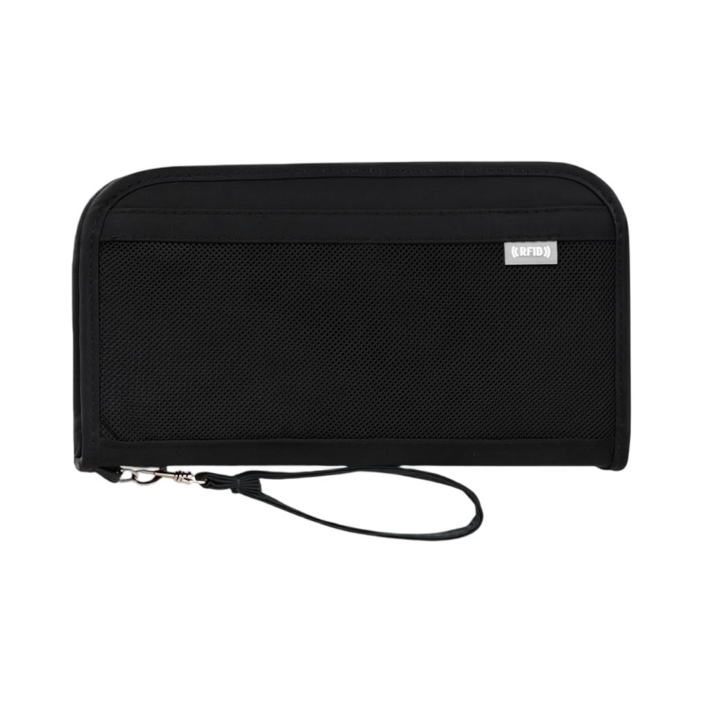 Travel Passport Holder Wallet RFID Blocking Document Organizer Zippered Security Case Wrist Strap for Cards Cash and Important Papers
